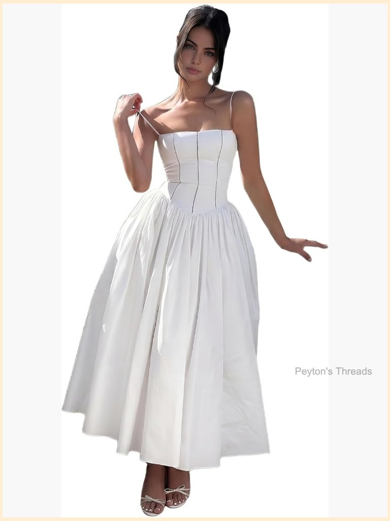 Corset Maxi Dress: Sleeveless A-Line Drop Basque Sundress
